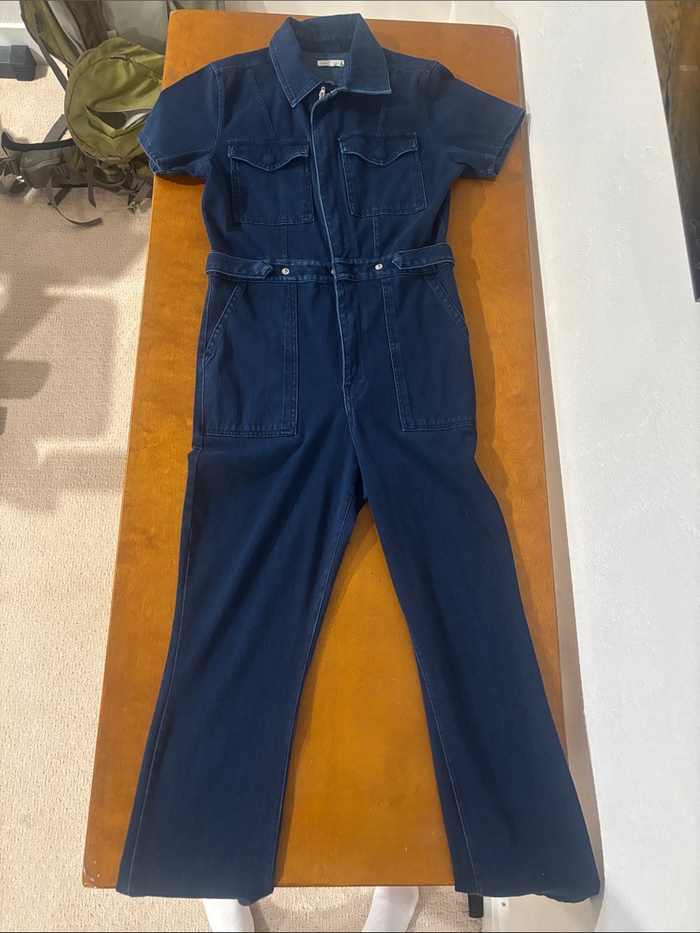 Good American Dark Blue Denim Jumpsuit with Label Detail Size 3